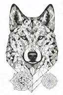 half husky head, half geometry tattoo design idea