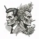 two face personalities representing duality tattoo design idea