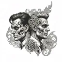 two face personalities representing duality tattoo design idea
