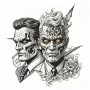 two face personalities representing duality tattoo design idea