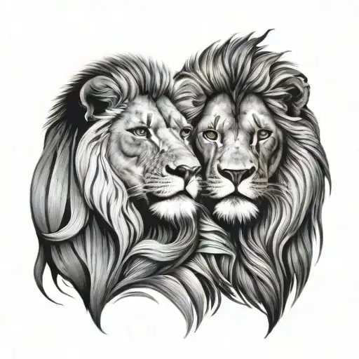 lion & Lioness tattoo design idea