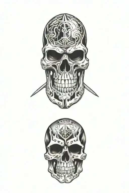vigilante skull tattoo design idea