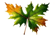 aspen tree leaf with the mountain maroon bells inside tattoo design idea