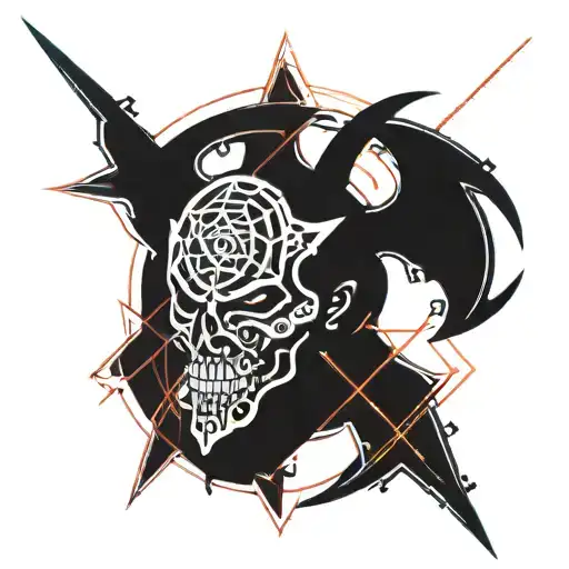 demon with pentagram and 666 and upside down cross  tattoo design idea