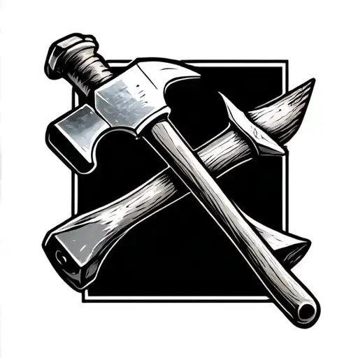 hammer and forge tongs crossing over an anvile tattoo design idea