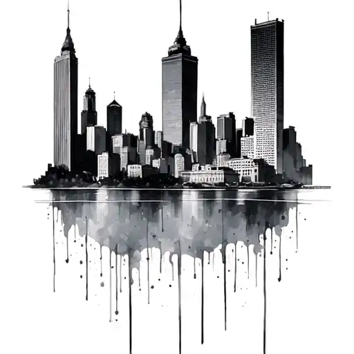 detroit city skyline tattoo design idea