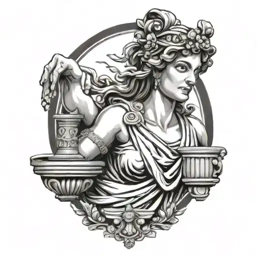 greek goddess statue holding water tattoo design idea