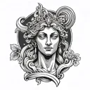 greek goddess statue holding water tattoo design idea