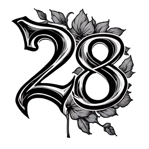 number 28 in roman numerals tattoo design idea