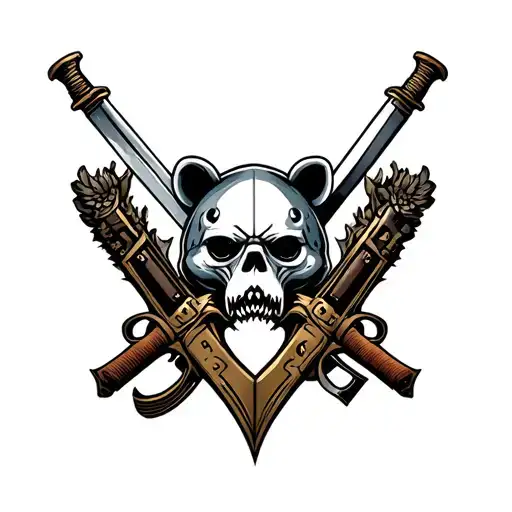 skull,shark,sword,gun,bear,male, tattoo design idea