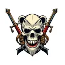 skull,shark,sword,gun,bear,male, tattoo design idea