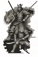 Samurai Warrior and Tiger full body tattoo design idea