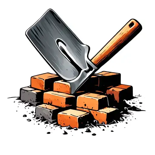 shovel and bricks tattoo design idea