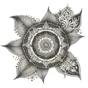 A mandala design incorporating elements of music and meditation, representing inner peace and self-expression tattoo design idea