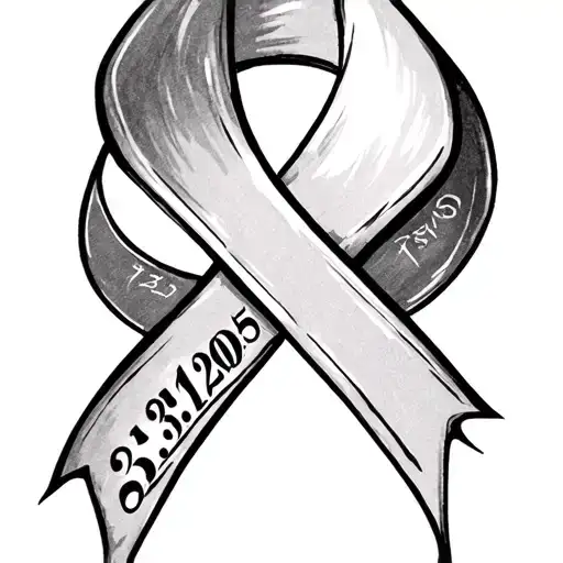 breast cancer ribbon with the date 5.31.205 tattoo design idea