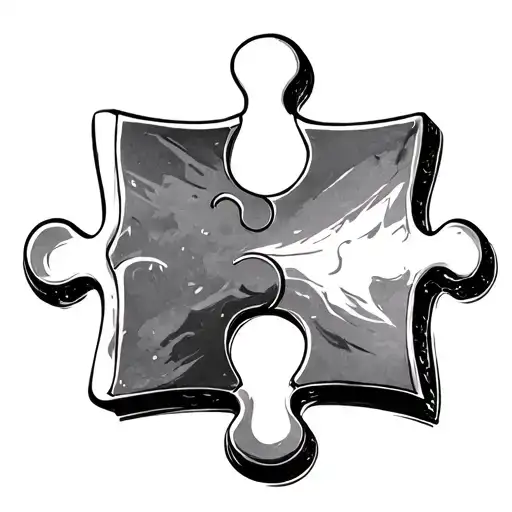 greyscale style, tattoo of puzzle piece with a coma underneath it so it looks like a semicolon tattoo design idea