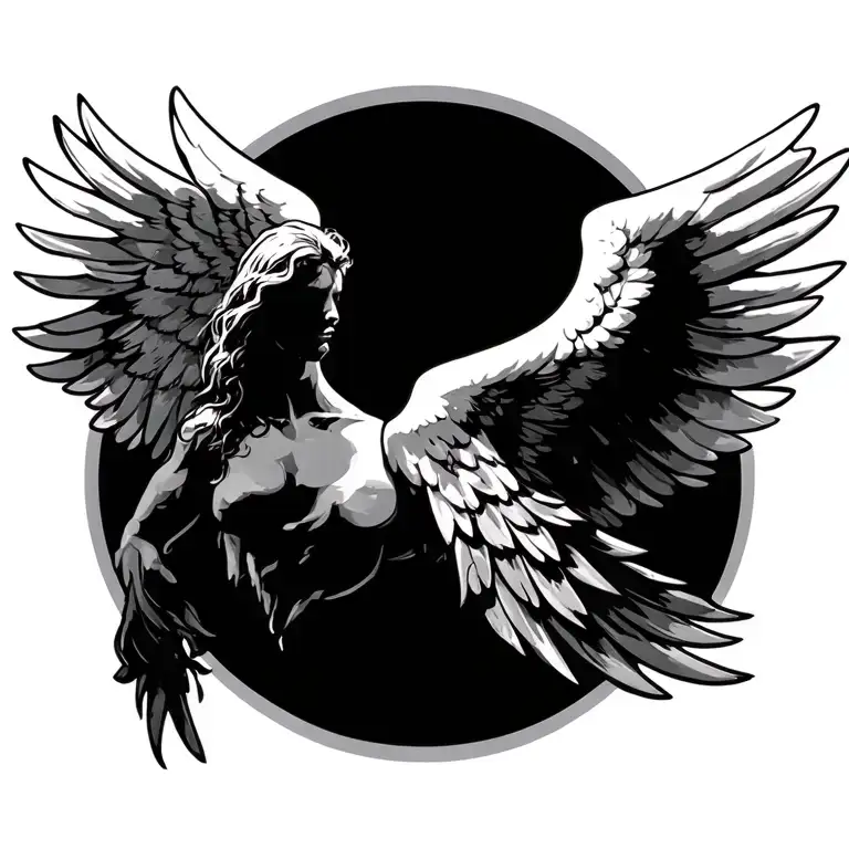 falling angel wings tattoo design idea