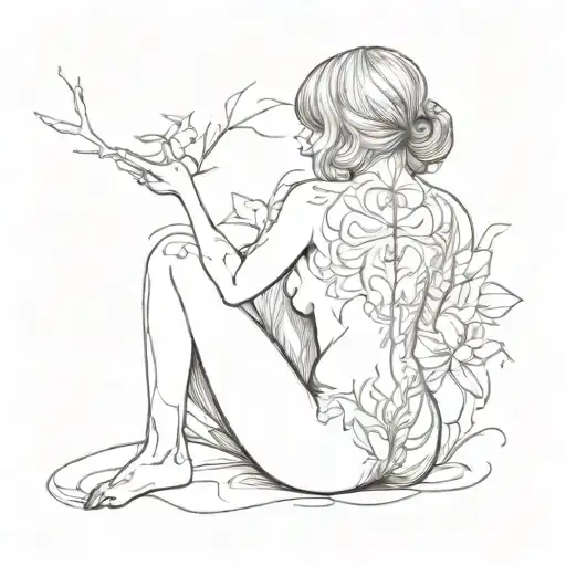 Girl, naked, nipples, buttocks, tits, pussy tattoo design idea