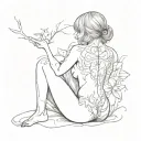 Girl, naked, nipples, buttocks, tits, pussy tattoo design idea