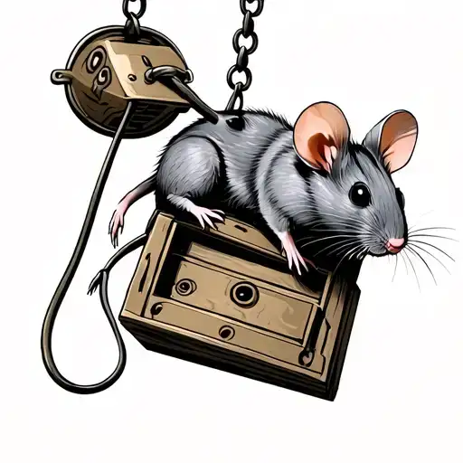 mice selling mousetraps with hanging mousetraps tattoo design idea
