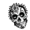 mariachi  sugar skull tattoo design idea