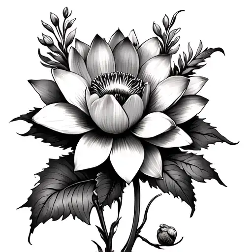 Marguerite, water lily, poppy, poinsettia flower wrap tattoo design idea