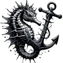 Male Seahorse constellation with Anchor breaking free tattoo design idea