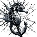 Male Seahorse constellation with Anchor breaking free tattoo design idea