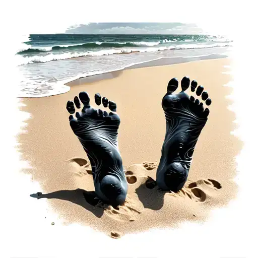 Footprints In The Sand tattoo design idea