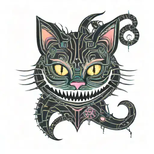 dark art Cheshire Cat smile tattoo design idea