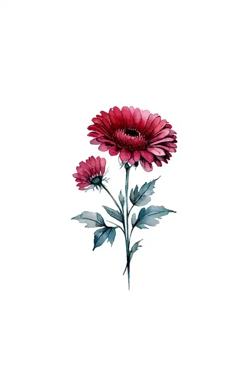 maroon gerbera flower surrounded tattoo design idea