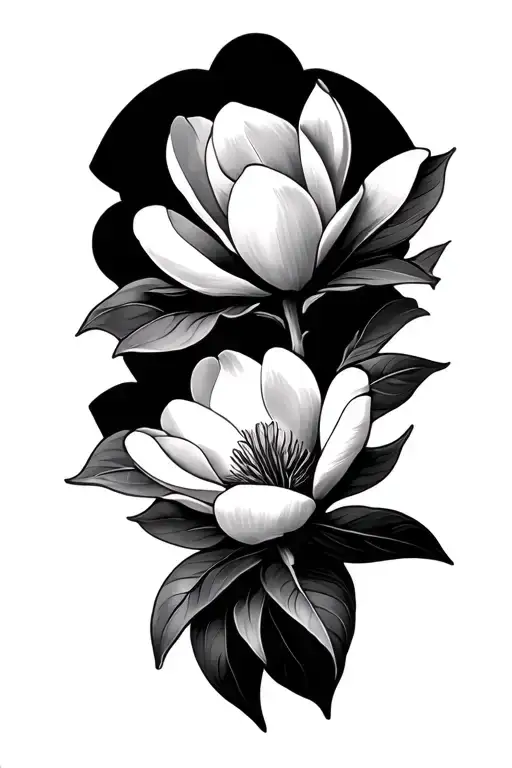 magnolia flower center, manly, unique tattoo design idea