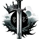 jade sword crown and sky and barok tattoo design idea