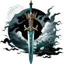 jade sword crown and sky and barok tattoo design idea