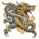 saber with chinese dragon tattoo design idea