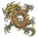 saber with chinese dragon tattoo design idea