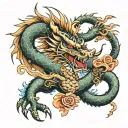 saber with chinese dragon tattoo design idea