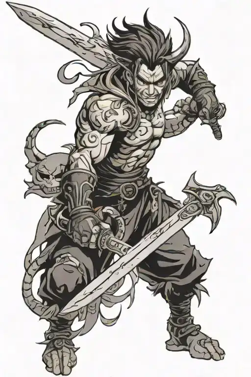 asta from black bulls in demon mode holding is sword tattoo design idea