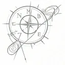 heartbeat line underneath compass with letters MMBL tattoo design idea