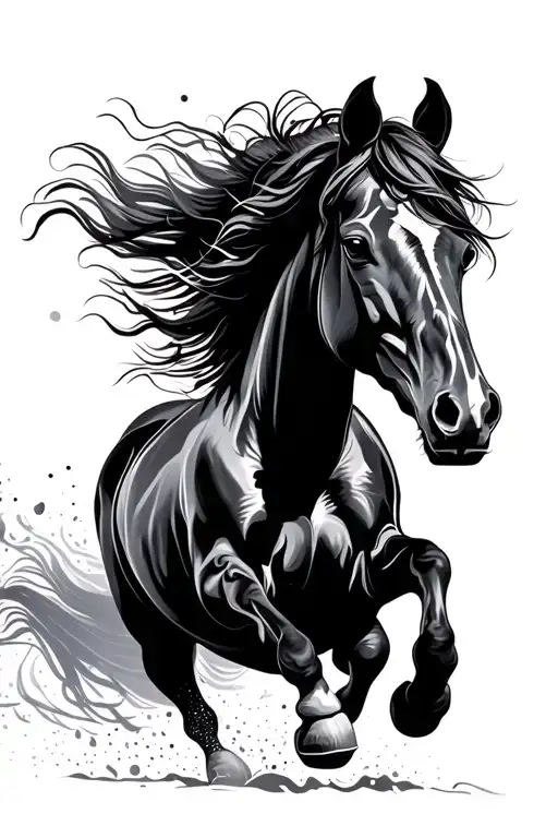 paint horse running tattoo design idea