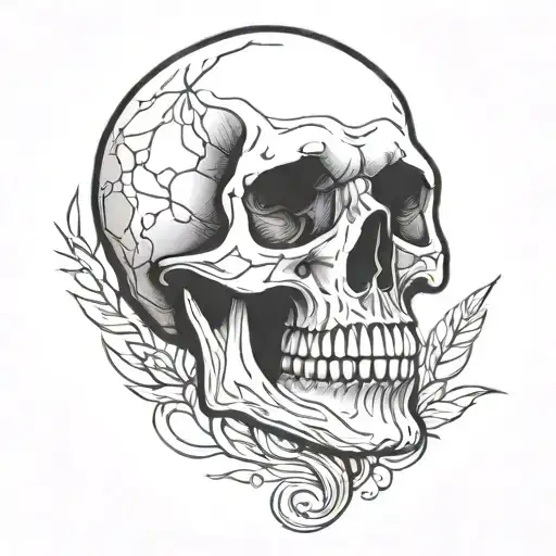 skull simple cartoon outlined tattoo design idea