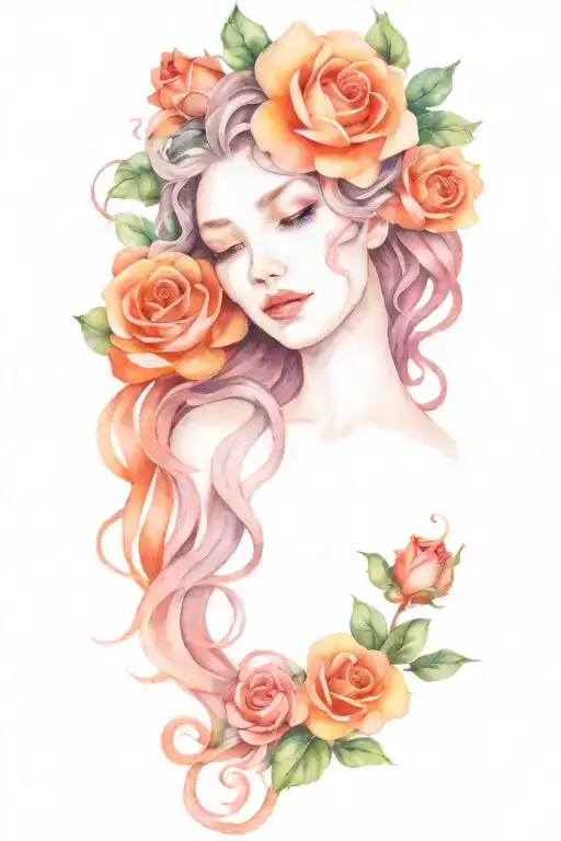Medusa and roses  tattoo design idea