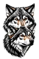 Wolves face at different ages tattoo design idea