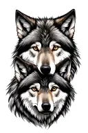 Wolves face at different ages tattoo design idea