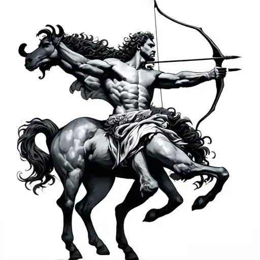  centaur archer shooting two arrows vitruvian man tattoo design idea