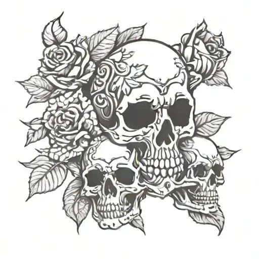 Skulls and Roses Gothic  tattoo design idea