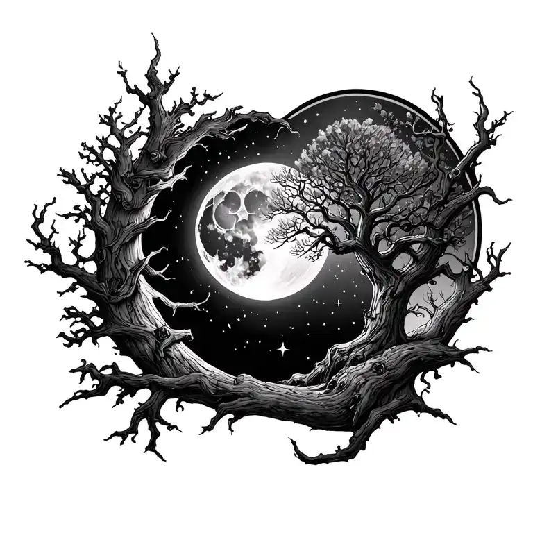 I want a tattoo that is a poison tree. But it is magical feeling, moons and stars.  tattoo design idea