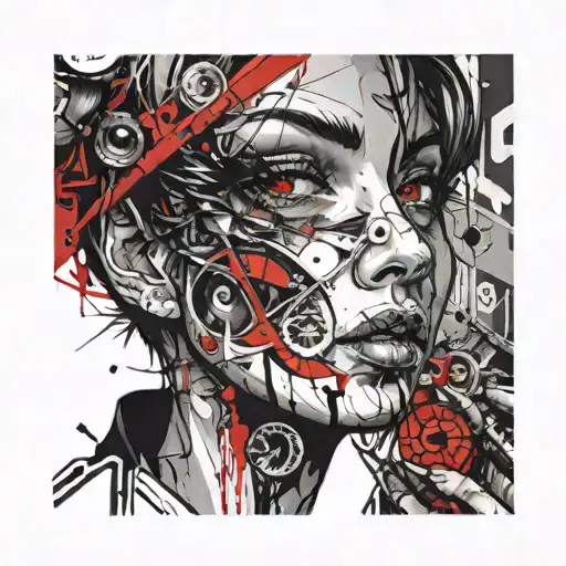 anime eyes holding tattoo design idea