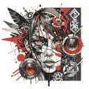 anime eyes holding tattoo design idea