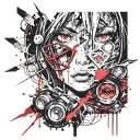 anime eyes holding tattoo design idea